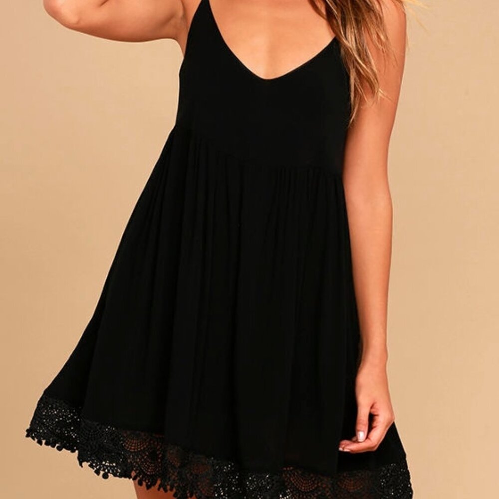 Lulus Rhiannon Black Lace Babydoll Dress - Size L